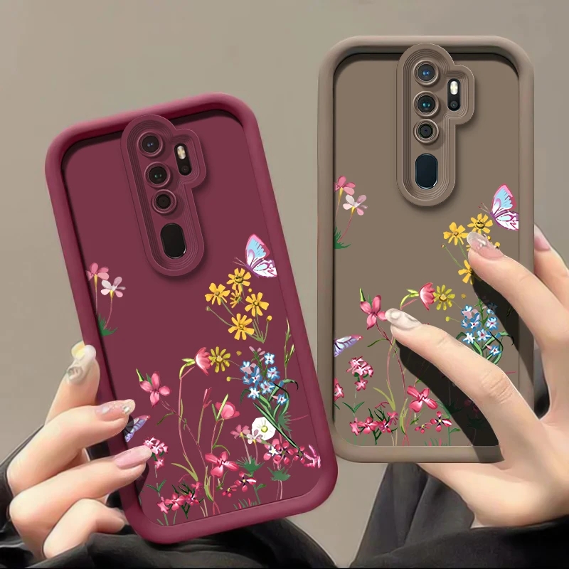Чехол с цветами и бабочкой для OPPO A32 A31 A17 A16E A16K A16 A15 A11S A9X A7X A9 A5 A3 A3X A1 силиконовый