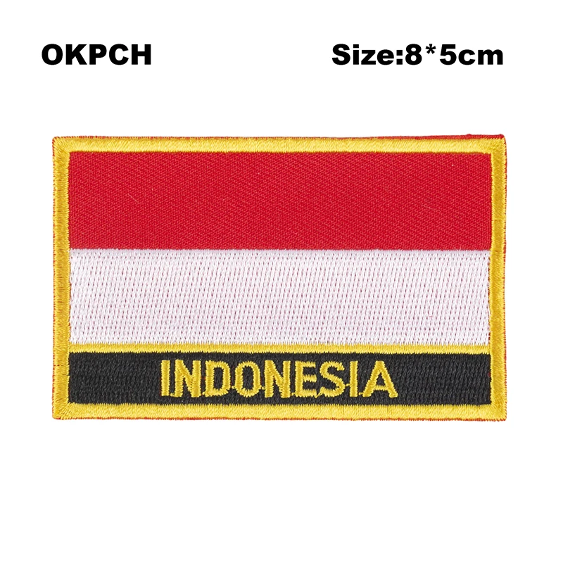 

Indonesia Flag Embroidery Patches Iron on Saw on Transfer patches Sewing Applications for Clothes in Home&Garden