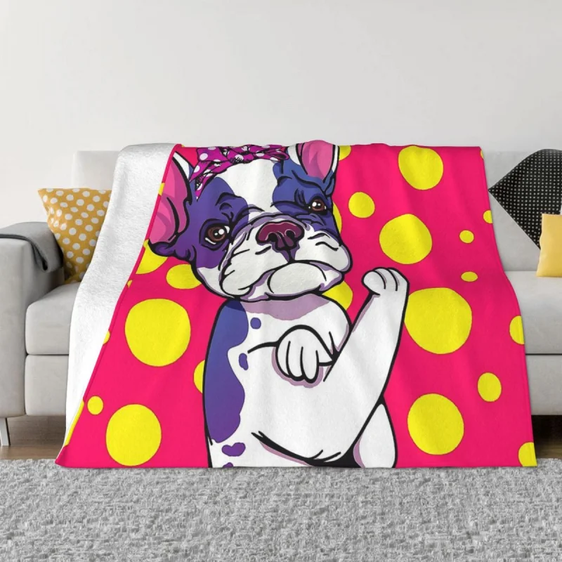 

FrenchBulldogRetroDogMomGiftPortableWarmThrowBlanketsforBeddingTravel