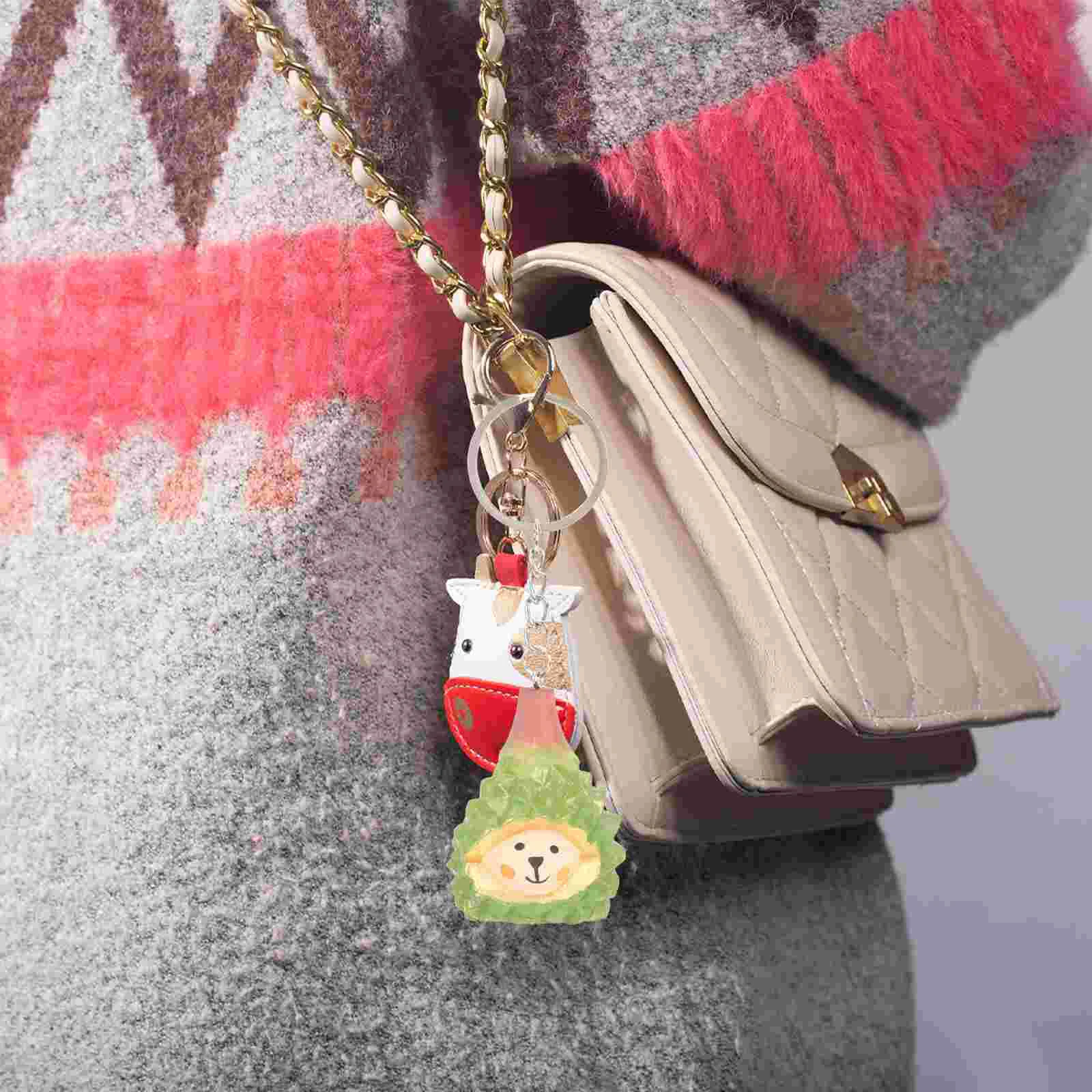 

Keychain Key Durian Hanging Car Ornament Wood Keyring Pendant Ring Cute Charm Fruit Keychains Chain Women Keyfob Hedgehog Funny