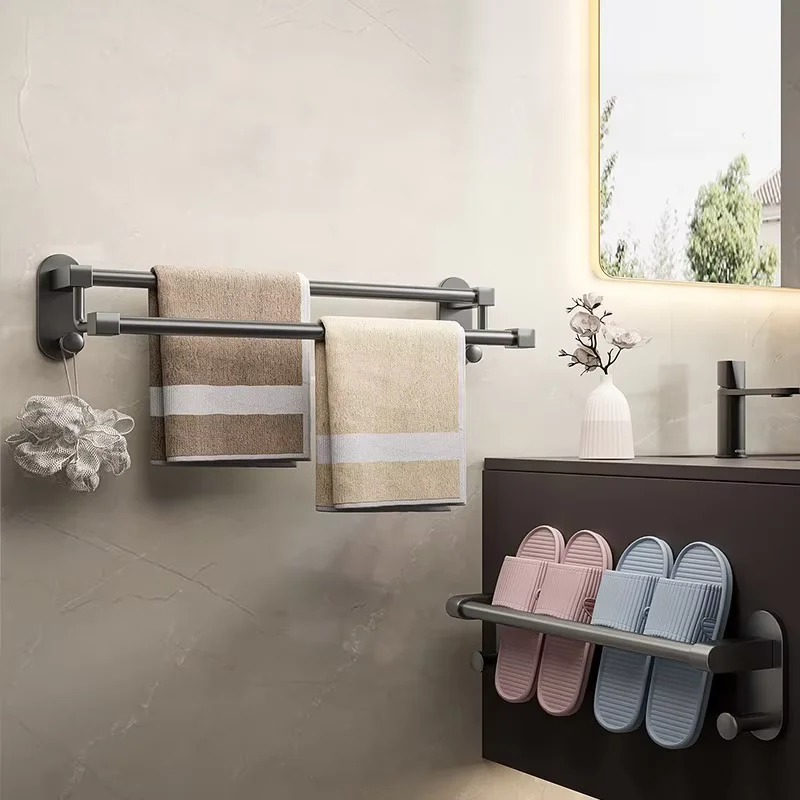 Ermo аксессуары для ванной комнаты настенный держатель полотенец стеллаж серый 304