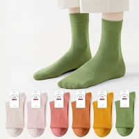 5 pairs women cotton socks fashion breathable mesh female comfortable casual mid tube sock street fashions wholesale