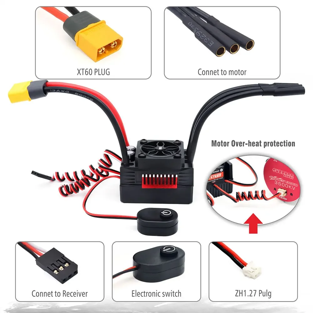 Бесщеточный двигатель UniFlyROCKET RC Supersonic V2 3650 3660 3665 3670 3674 с датчиком температуры и комбо-контроллером ESC 60A90A110A для радиоуправляемых моделей 18 и 110 (art.: 3920dcb39f89f) - 3920dcb39f89f