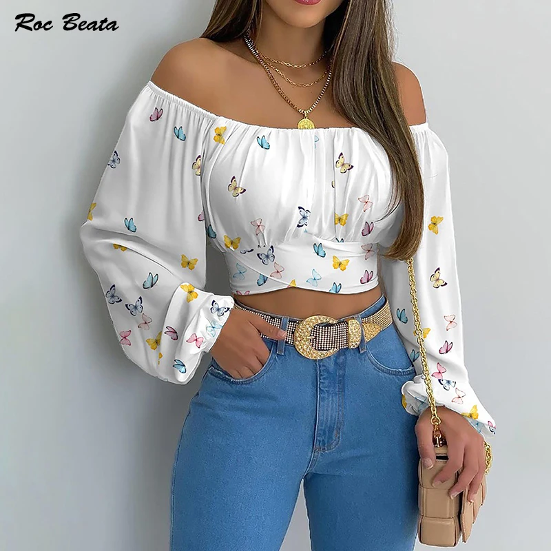 Модные сексуальные футболки с воротником-лодочкой и длинным рукавом Женские