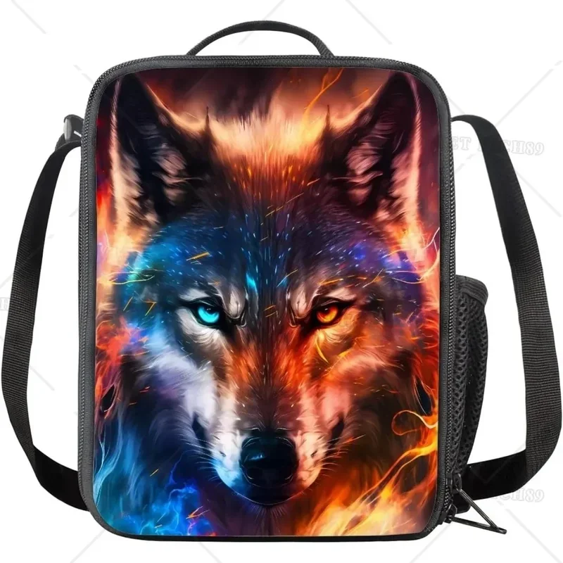Многоразовая сумка для обеда с принтом головы волка мальчиков и мужчин
