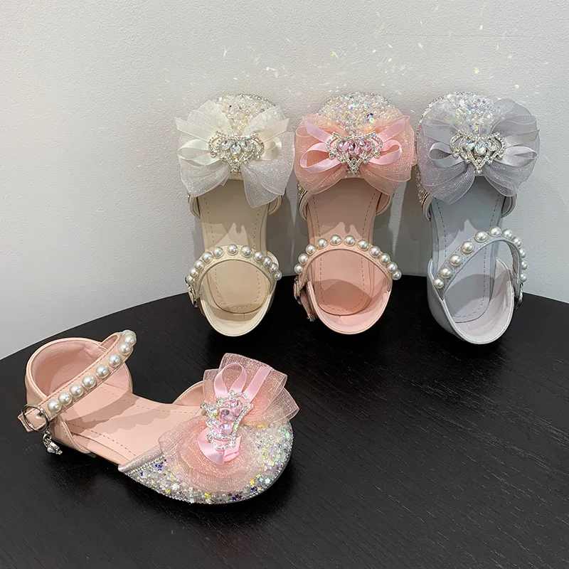 Girl princess shoes 2023 summer new children's shoes children's fashion baotou sandals non-slip glass shoes