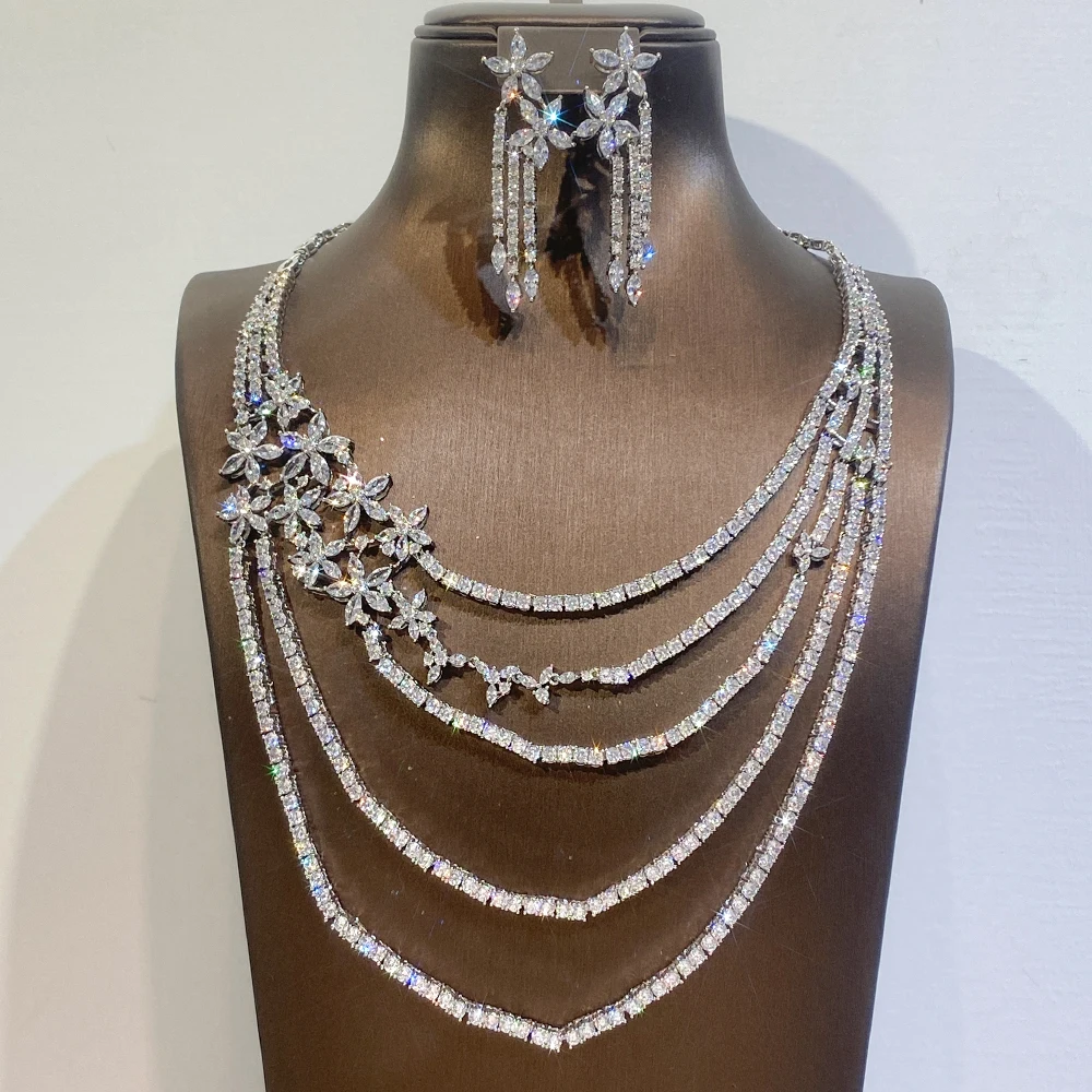 ASNORA элегантное пятислойное ожерелье с цветком CZ высокое качество длинная