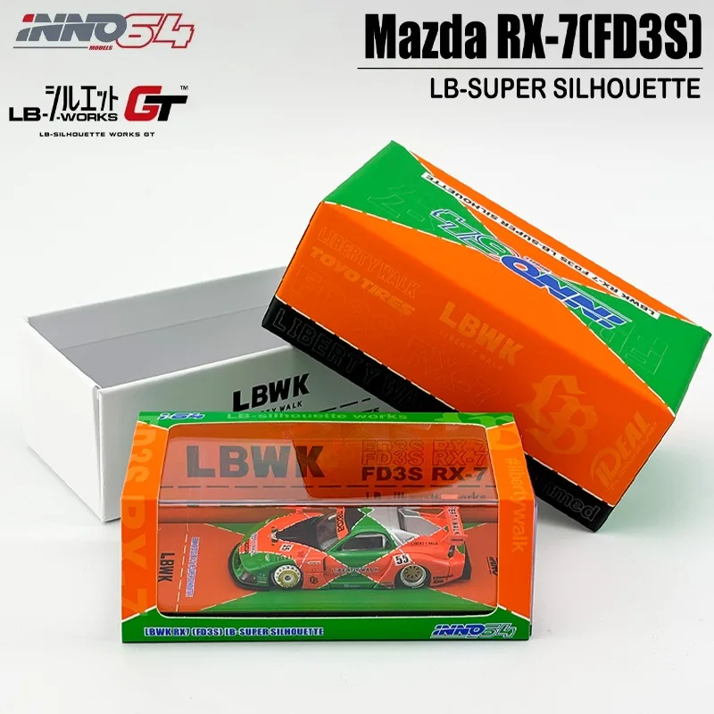 INNO 1/64 LBWK Mazda RX7 (FD3S)LB-SUPER SILHOUETTE Игрушечный автомобиль из сплава литая под давлением