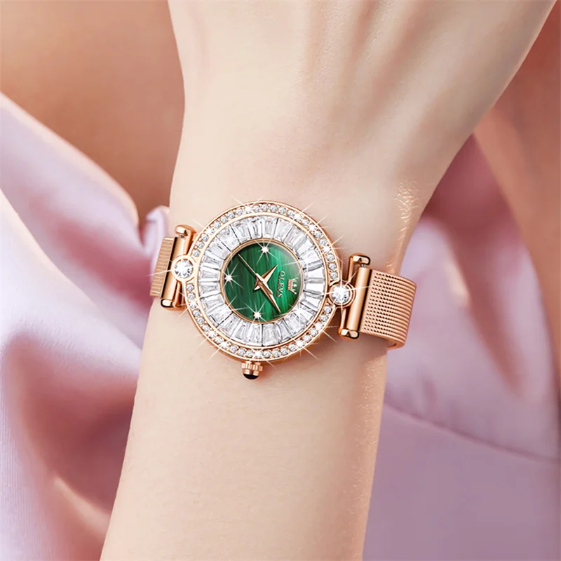 OLEVS Luxury Elegant Ladies Watch High Quality Casual Stainless Steel Diamond Waterproof Quartz Women's Watches Dress Clock