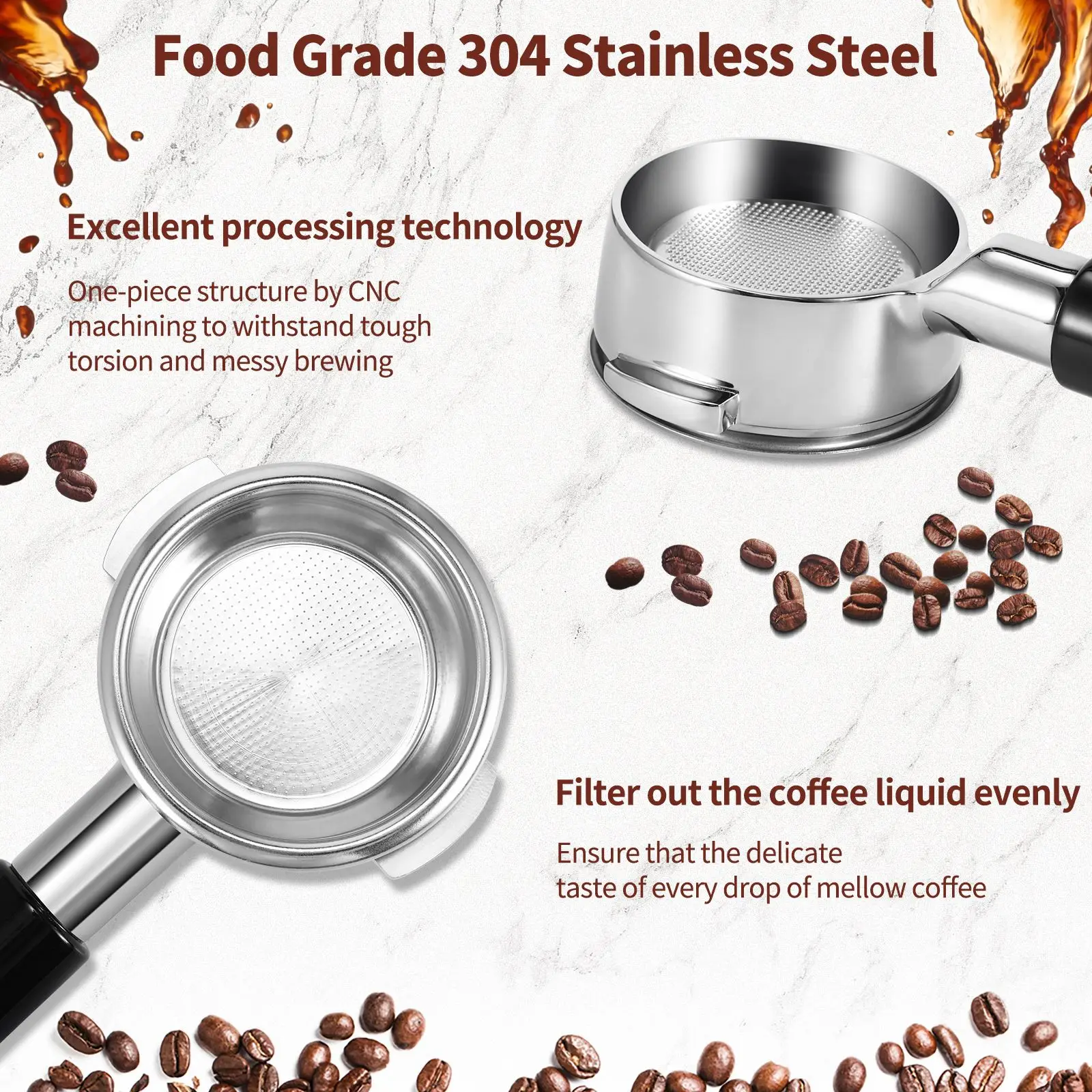 

51/54/58mm Coffee Bottomless Portafilter For Delonghi Filter Basket Holder Replacement Espresso Machine Accessories Barista Tool