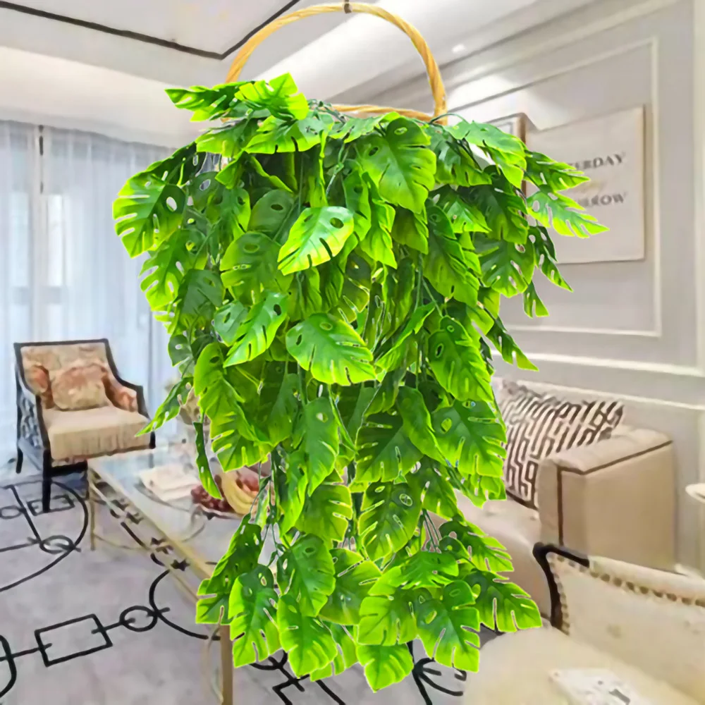 

Искусственные зеленые растения 76 см, подвесные листья плюща, редиса, водорослей, винограда, искусственные цветы, лоза, домашнее садовое наст...