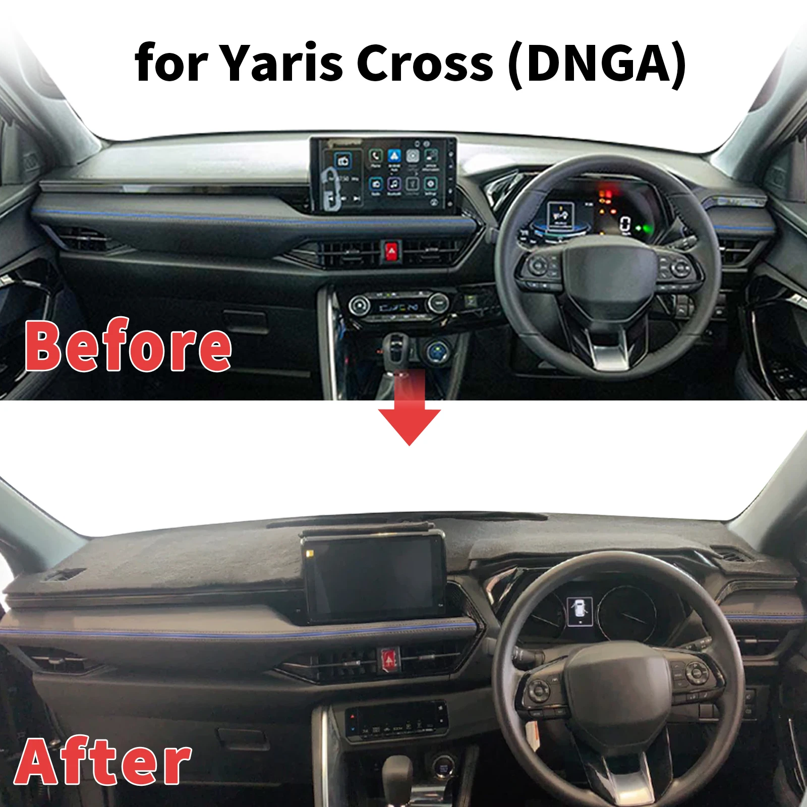 Фото Защитный коврик на приборную панель для Yaris Cross DNGA (не подходит для TNGA-GA-B), солнцезащитный, антибликовый, блокирующий УФ-излучение, коврик-накладка на панель приборов №1