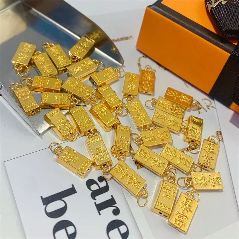 1 шт. кулон из чистого 24-каратного желтого золота 3D жесткое золото слиток