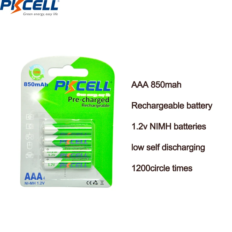 Аккумуляторы PKCELL Ni-MH, 850 мА ч, 1,2 в, 8 шт.2 карты (art.: 3920bda30d85d) - 3920bda30d85d