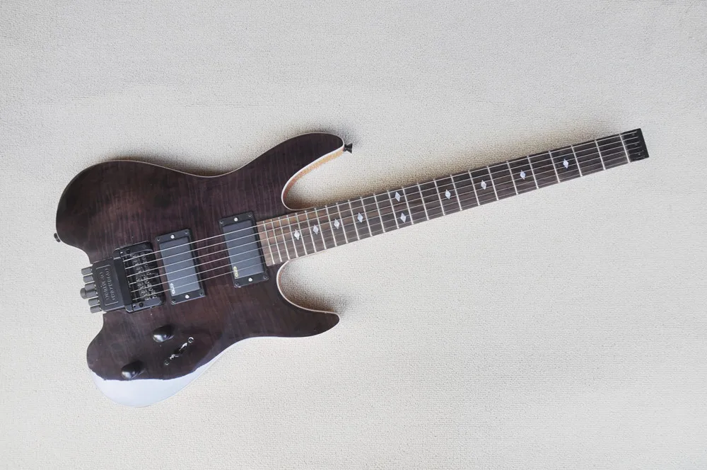 

Headless 6 Strings Electric Guitar with Black Hardware,Rosewood Fretboard,Flame Maple Top,Provide Customized Service