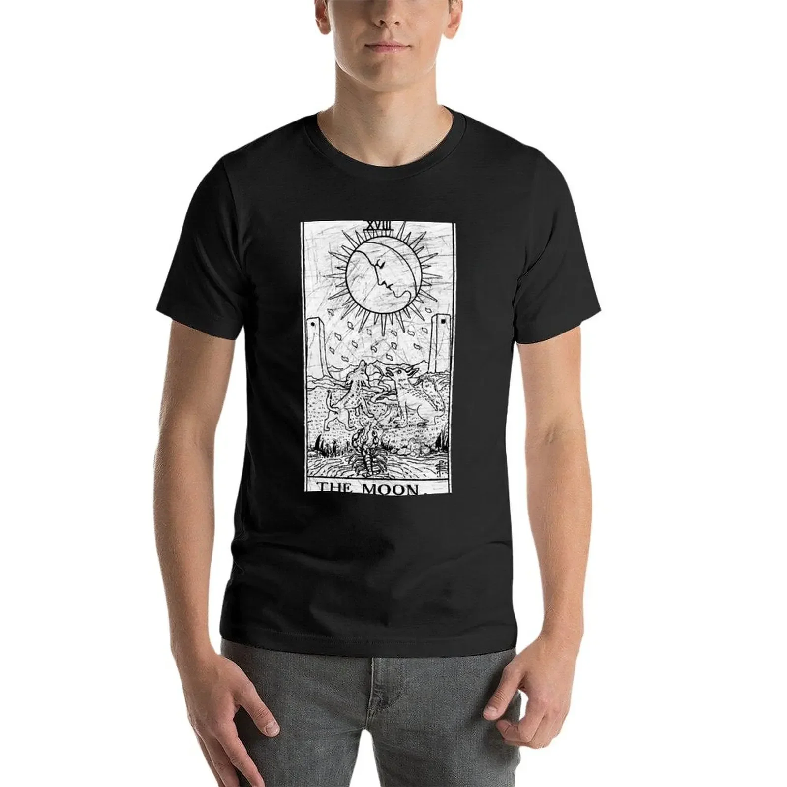Футболка The Moon Tarot Card-мажора Аркана-The fortune lling-затемненная футболка с персонажами