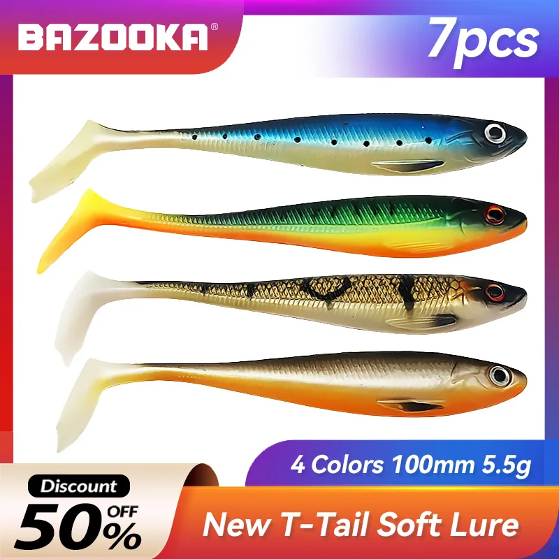 

Bazooka 7pcs Soft Baits Fishing Lure Shad Shiner Swimbait Silicone Wobblers Carp Worm Pesca Bass Pike Jighead Winter Tackle