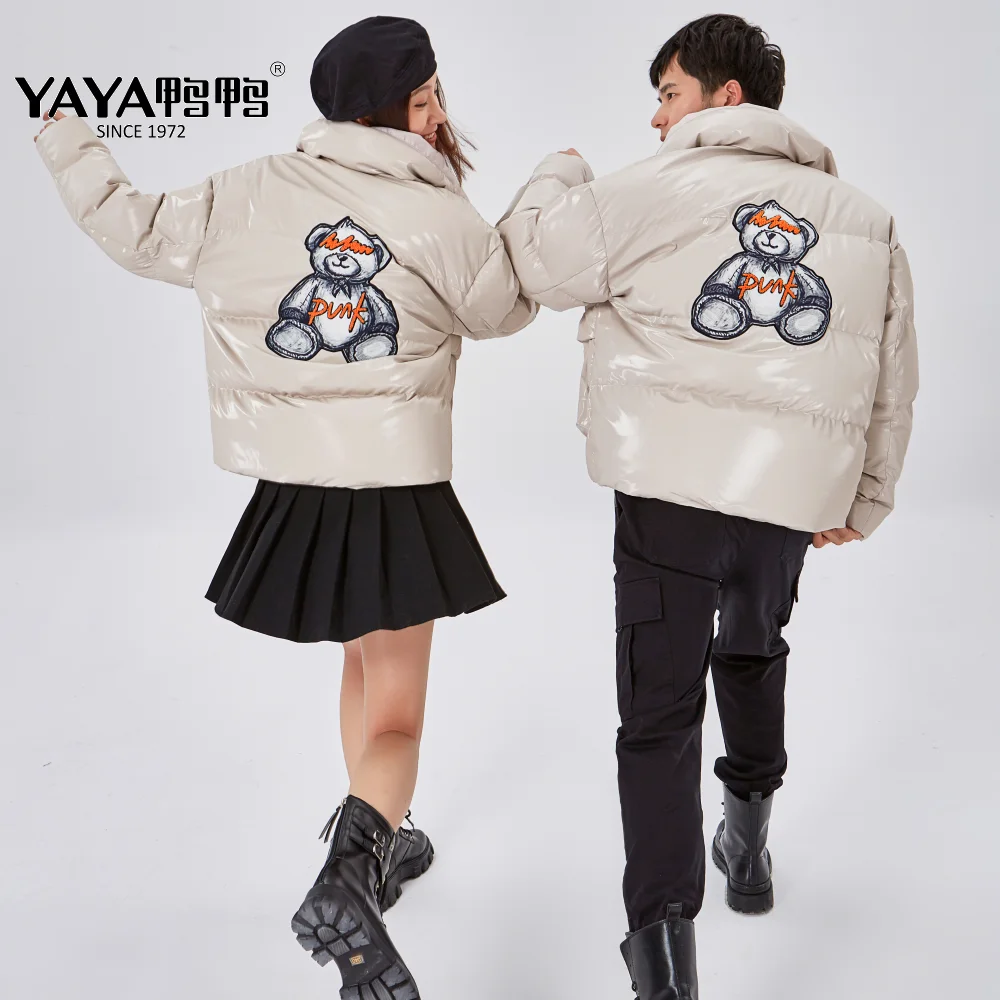 

YAYA 2022 Winter Women Puffy 90% Duck Down Jacket Stand Collar Young Couples Windbreak Short Coat Thick padded Parkas