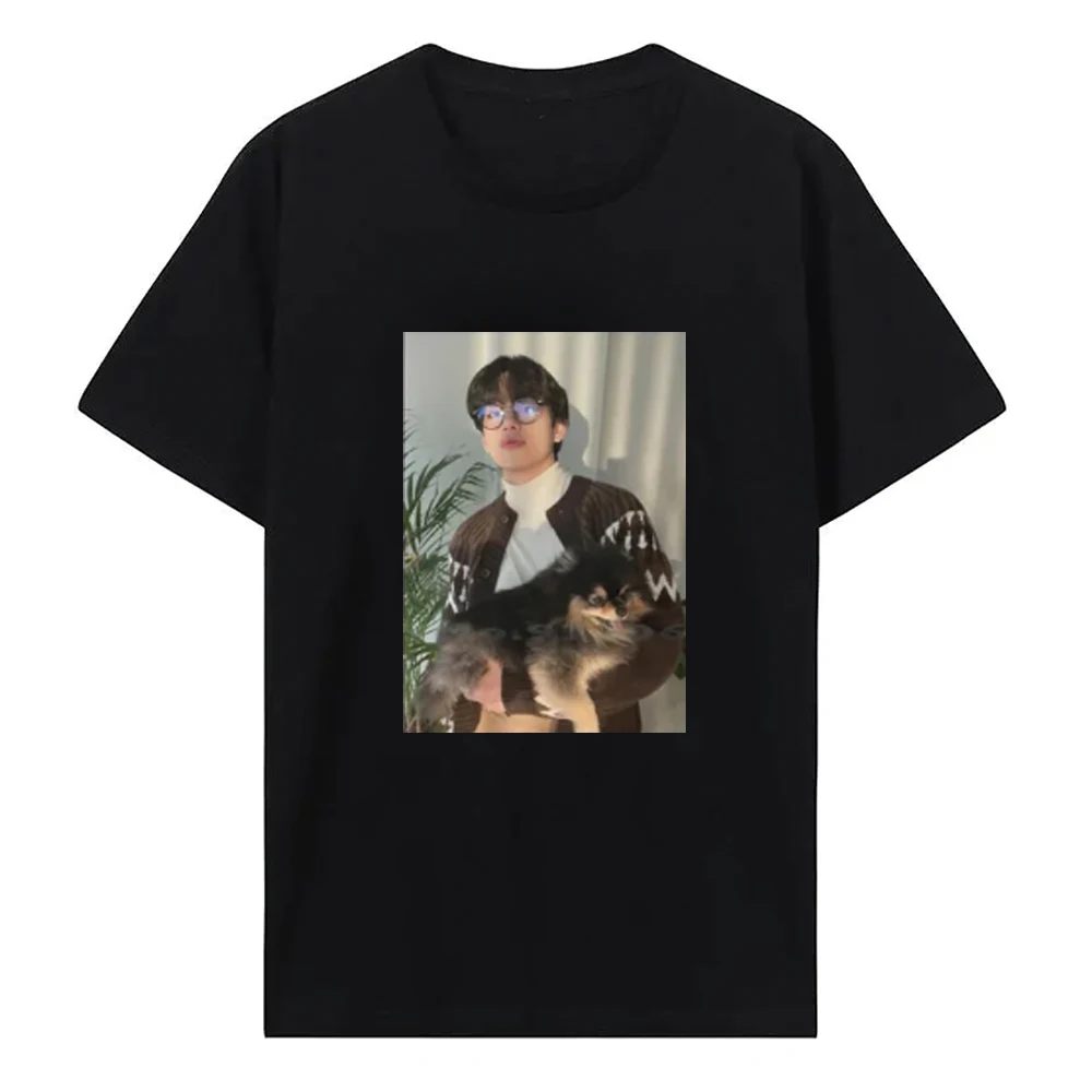 Футболка с V-образным вырезом принтом в стиле хип-хоп