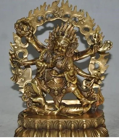 

20cm Tibet Buddhism Brass 6 Arms Mahakala Vajra King Kong Exorcism God Buddha Statue