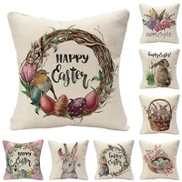 45x45cm linen happy easter egg bunny garland floral sofa print cushion case livingroom couch decorative throw pillows