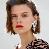 luxury shiny rhinestone tassel earrings fashion women pomisia crystal jewelry hanging earrings wedding jewelry accessories