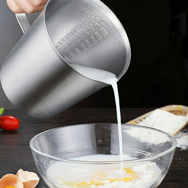 

Thickened 304 Stainless Steel Measuring Cup With Scale 2000ML 1000ML 500ML Large Capacity Kitchen Practical Measuring Cup