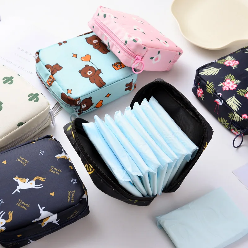 

Pouch Coin Cosmetic Bag Cute Girl Portable Lipstick Travel Organizer Bags Storage Sanitary Bag Earphone Napkin Bag Storage