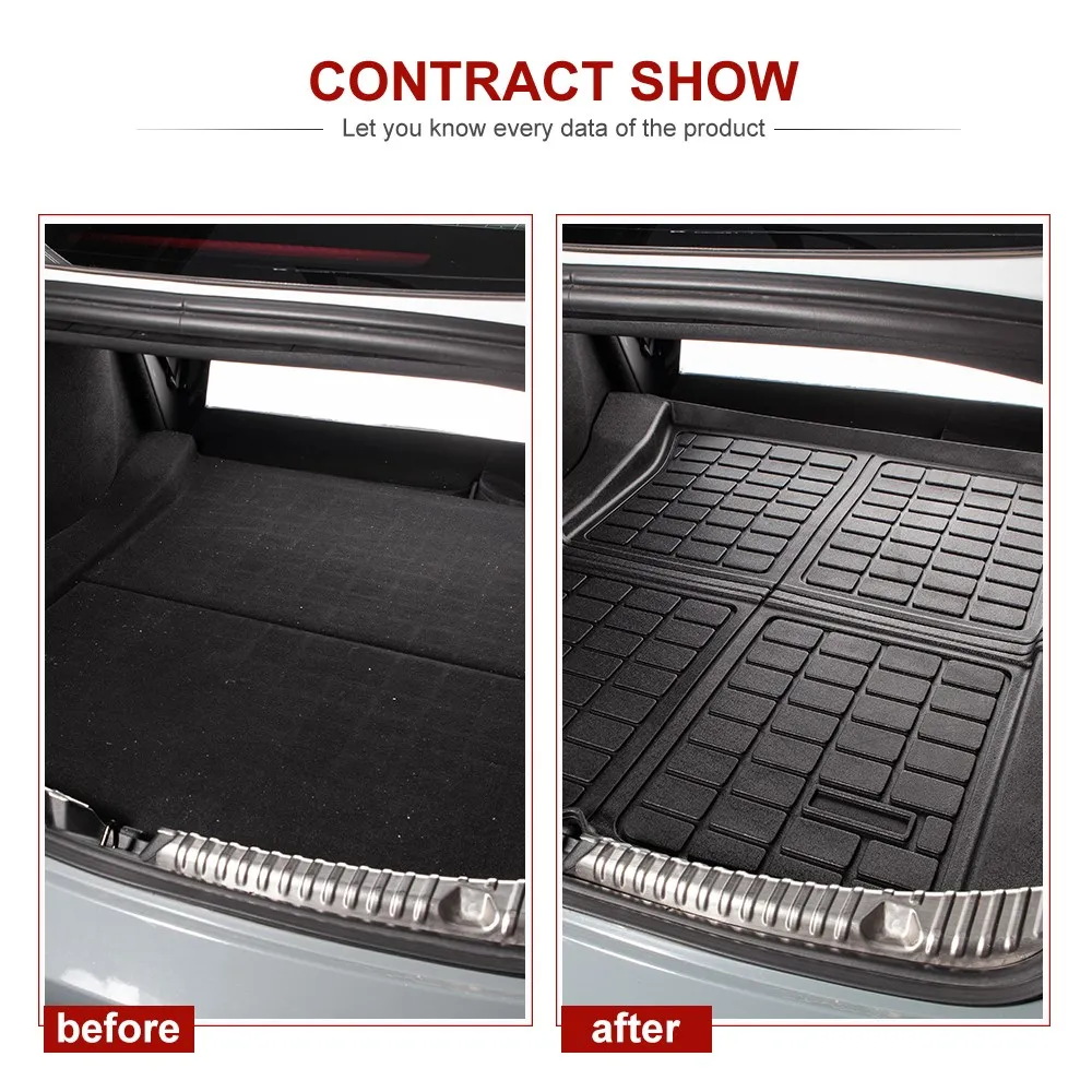 New Car Front Rear Trunk Mats for Tesla Model 3 Model3 2022 2021 Accessories TPE Waterproof Wearable Cargo Tray Storage Pads