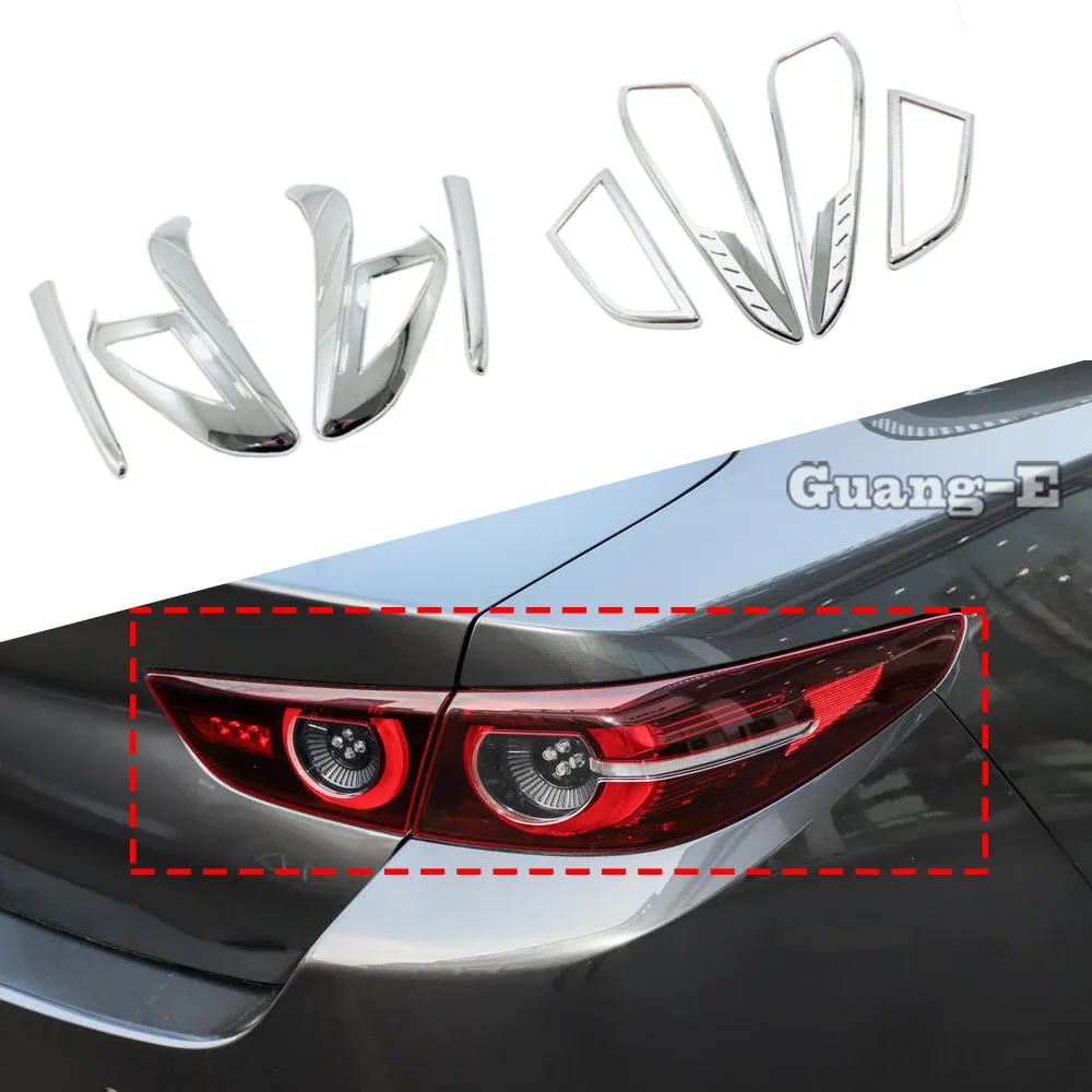 

For Mazda 3 Mazda3 Axela M3 2019 2020 2021 2022 Car ABS Cover Trim Back Rear Tail Light Lamp Frame Stick Parts Eyebrow Hood 4PCs