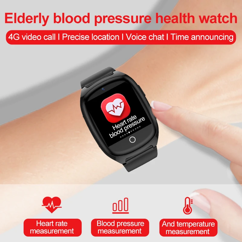 4G Elderly GPS Tracker Watch D300 GPS/LBS/Wifi Location Track Anti-lost Smartwatch Heart Rate Monitor Fall-down Alarm Waterproof enlarge