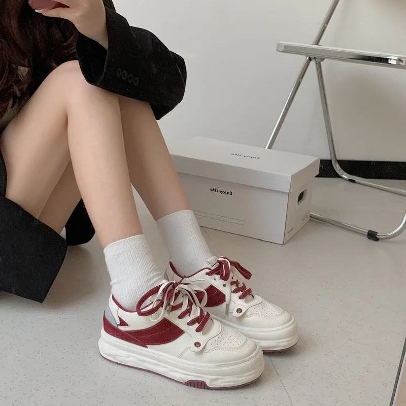 

Women Sneakers Fashion Female Platform Chunky Casual Shoes Ladies Breathable Vulcanize Shoes Woman White Flats Tennis