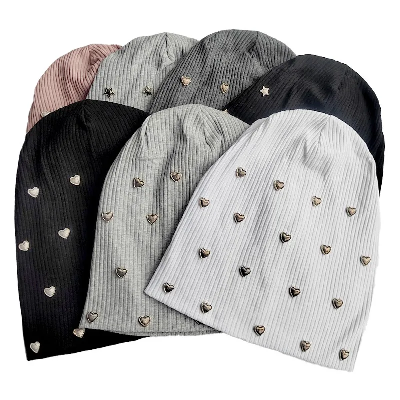 Женские однотонные аксессуары в форме сердца облегающие шапки рубчик модные