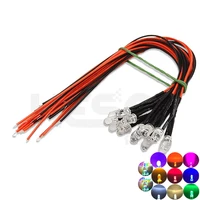 10pcs 5mm led 5 12v 20cm pre wired white red green blue yellow uv rgb diode lamp decoration light emitting diodes pre soldered