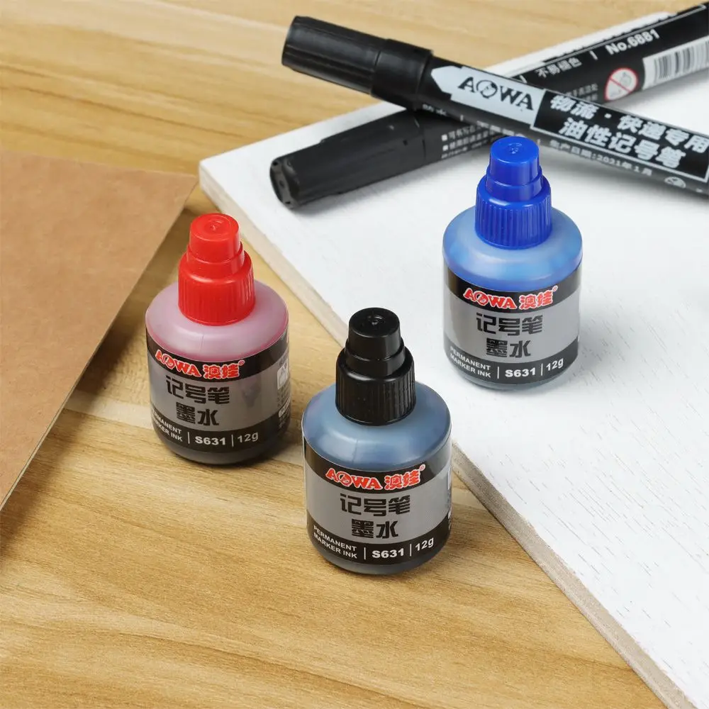 

12ml Waterproof Instantly Dry Graffiti Paint Pen Oil Ink Refill For Marker Pens Black Red and Blue Optional Stationery Supplies