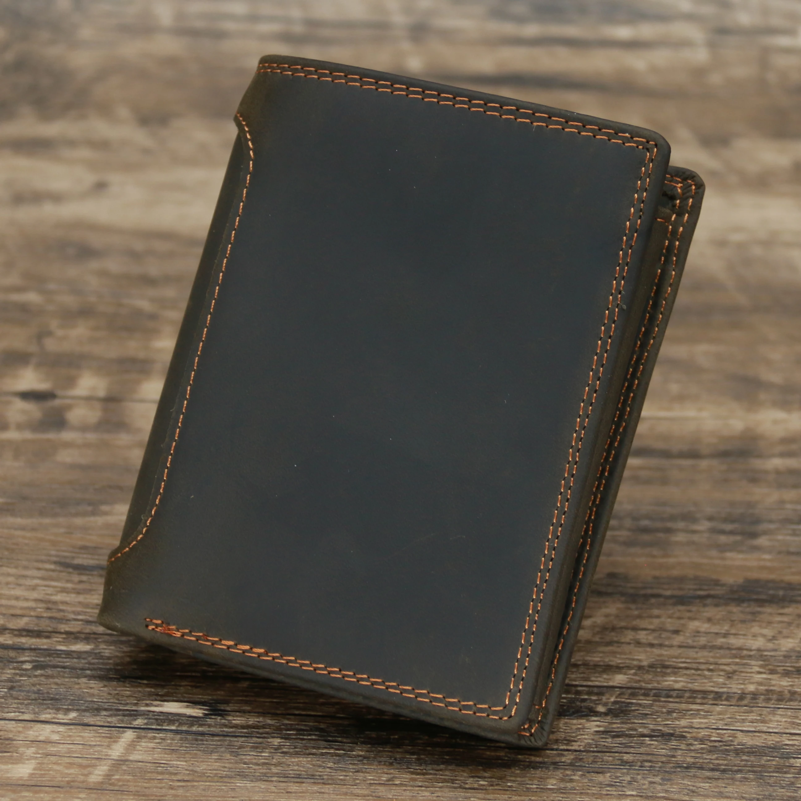 Father's Day Gift Vintage Customize Genuine Leather Cowhide Short Thick Cash Card Coin Wallet Purse Pocket Holder for Man 566