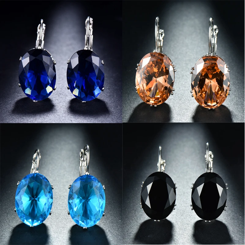 

New Water Drop Earrings Women Crystal Multicolor Temperament Shiny Zircon Earrings Fashion Attend Banquet High Quality Jewelry