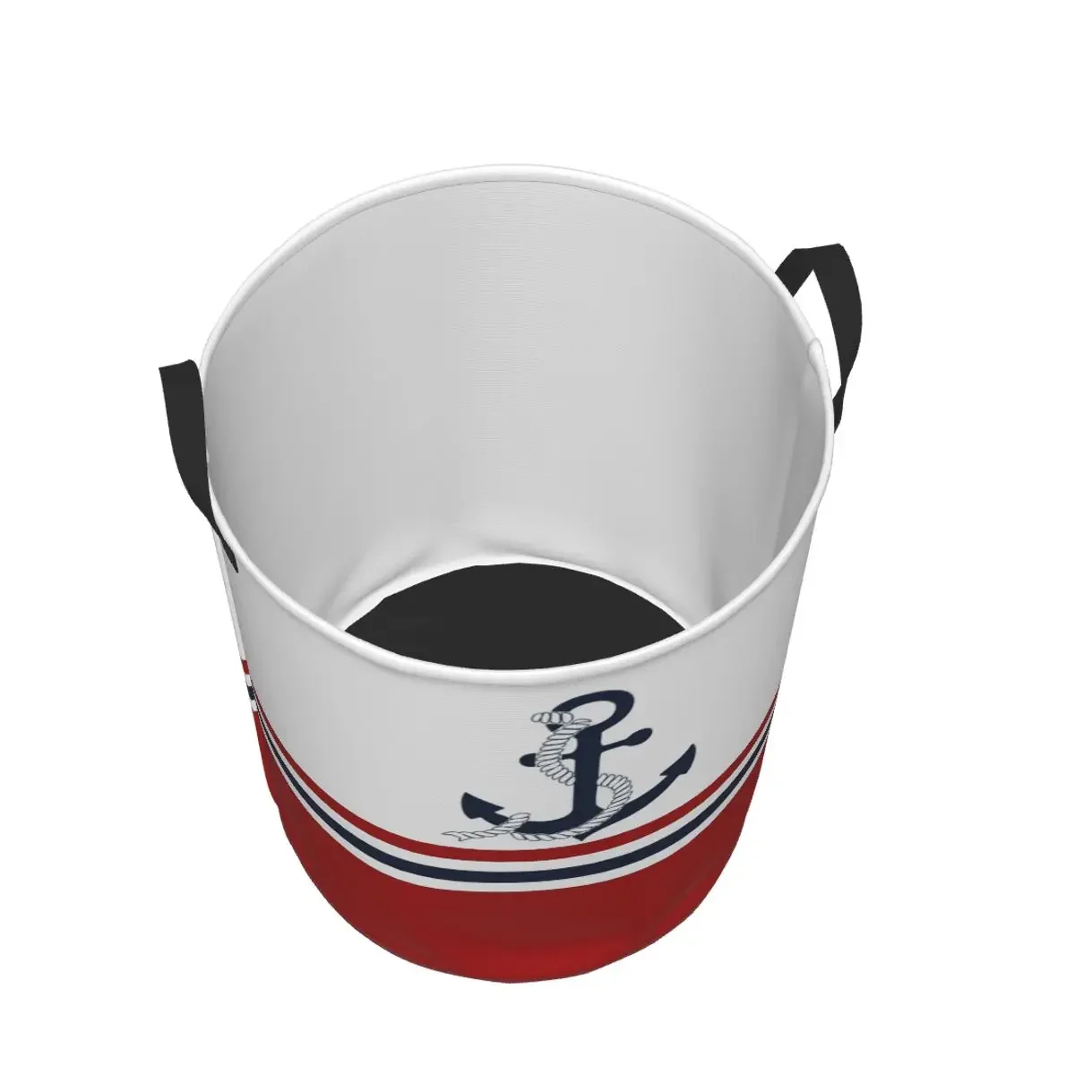 Складная корзина для белья с голубыми якорями в полоску