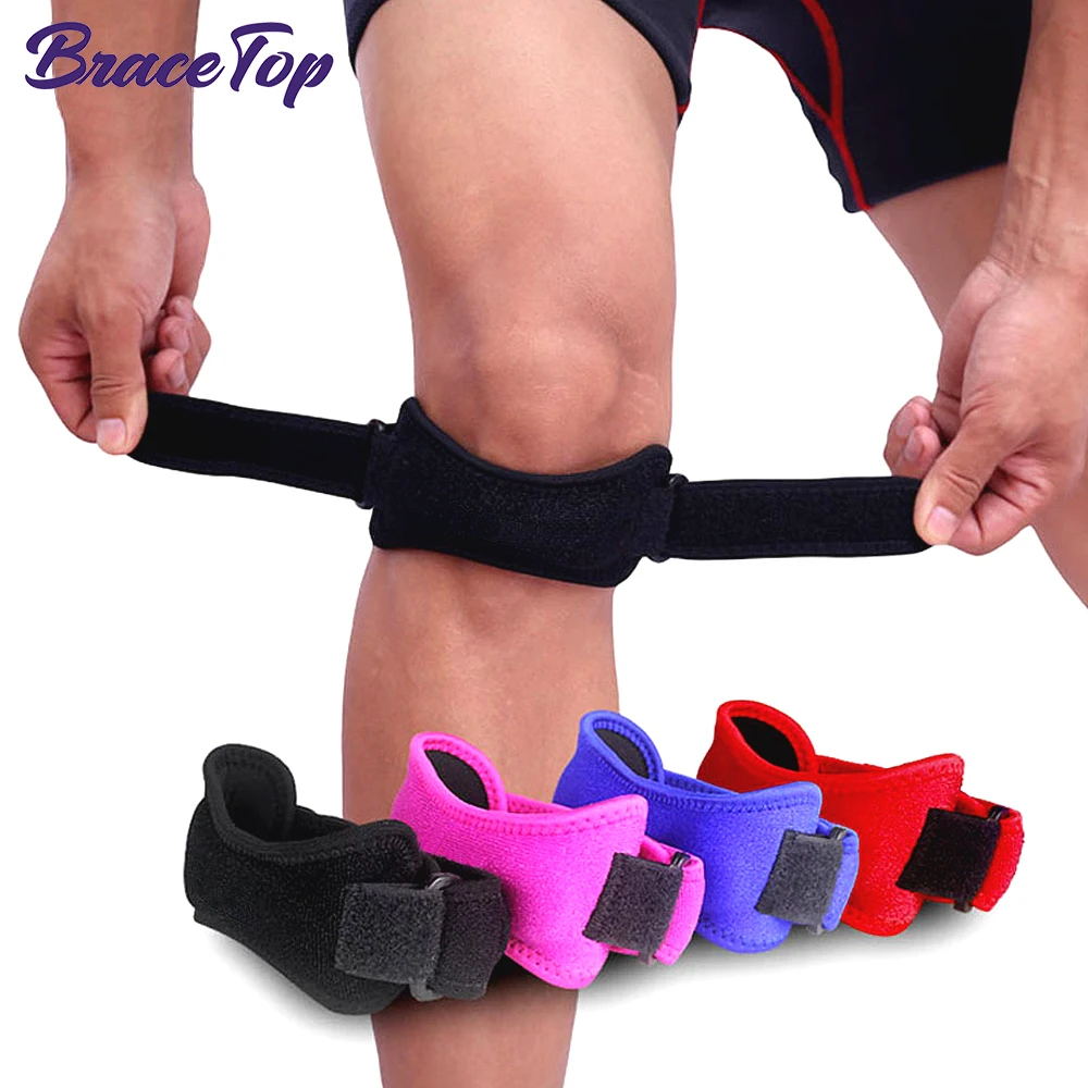 BraceTop 1 Pair Adjustable Knee Patellar Tendon Support Strap Band Knee Support Brace Pads for Running Basketball Outdoor Sports