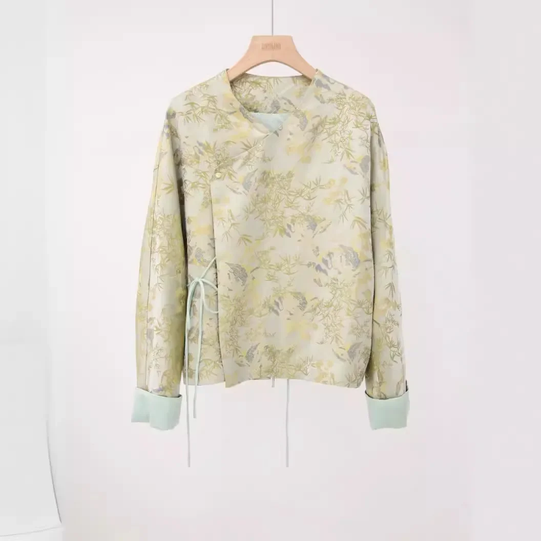 Женская новая куртка в китайском стиле Новое поступление 2024 мощная шелковая