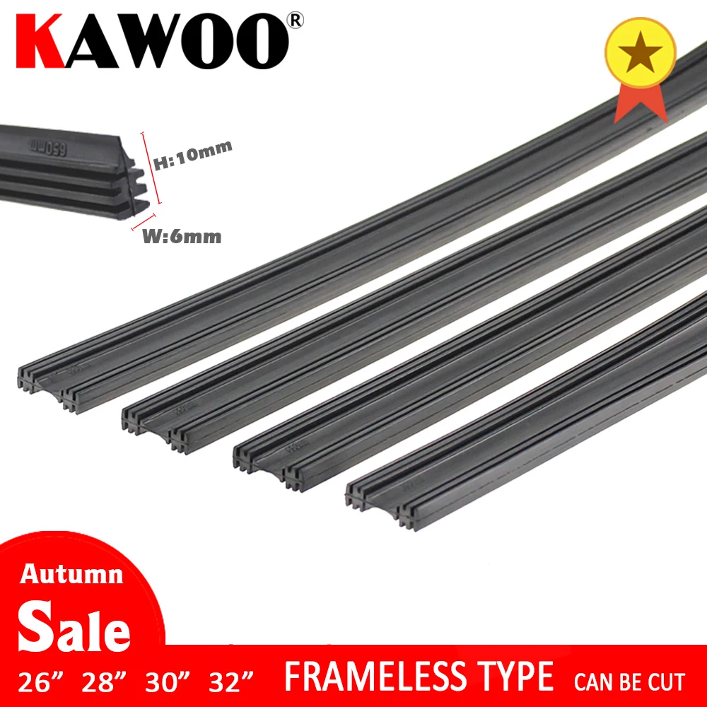 2 шт., безрамные резиновые автомобильные щетки стеклоочистителя, запасные полоски для ветрового стекла 6 мм, 26 