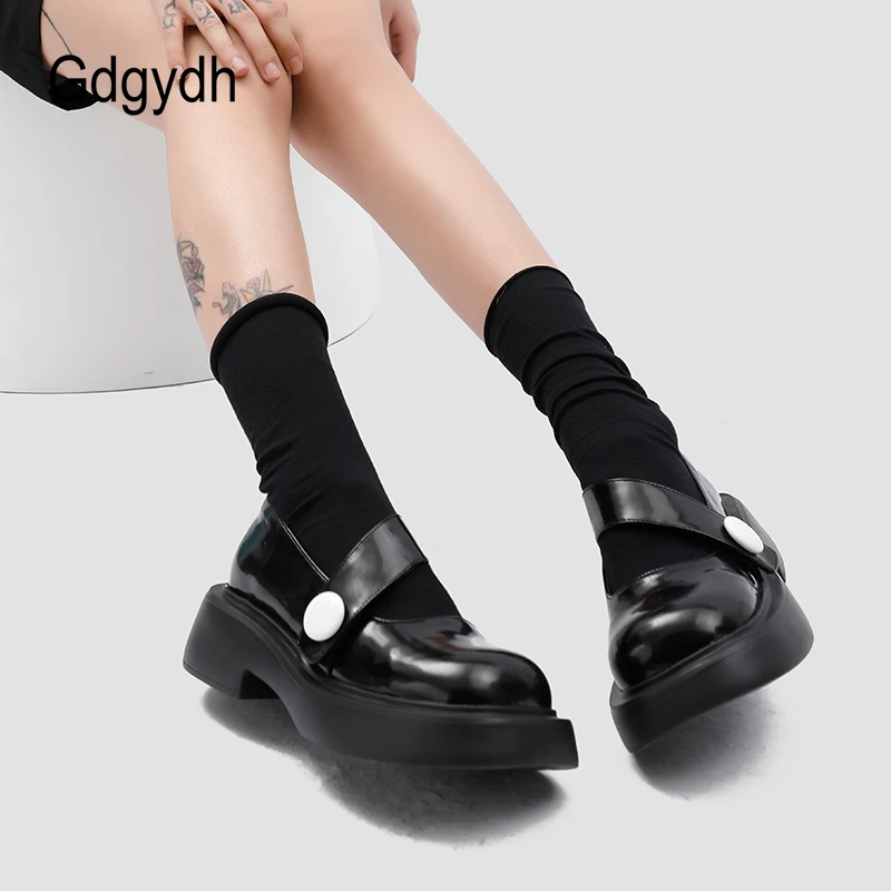 

Gdgydh Spring Summer Mary Janes Shoes Women Platform Low Heel Chunky Pumps Round Toe Ankle Strap Lolita Shoes Japanese Style