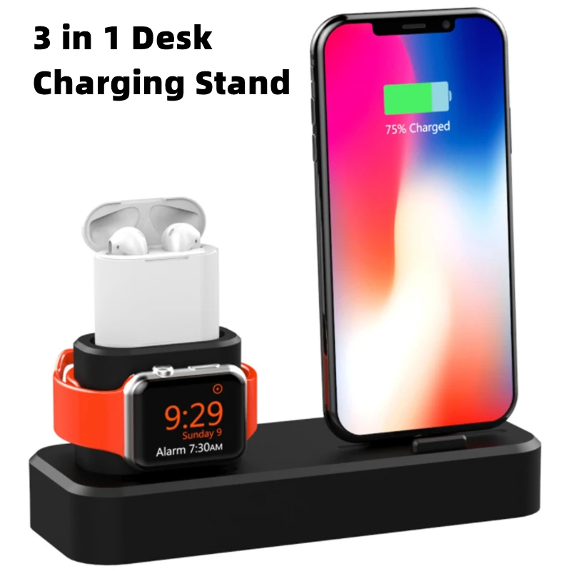 

3 in 1 Silicone Charging Dock Stand for iphone 13Pro MAX 12 iWatch Charging Docking Station for Airpods Pro Dock Charger Holder