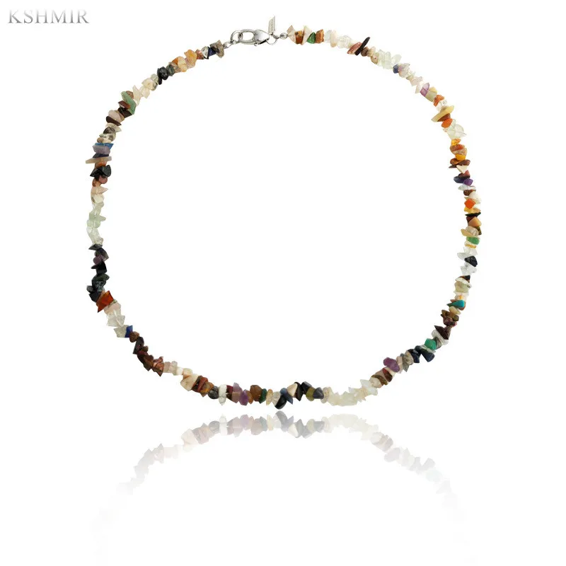 

Retro irregular natural stone necklace simple contrast color design choker 2022 new INS style female clavicle chain
