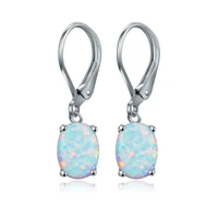 elegant white opal earrings for women fashion silver color oval drop earrings female anniversary gift wedding party jewelry