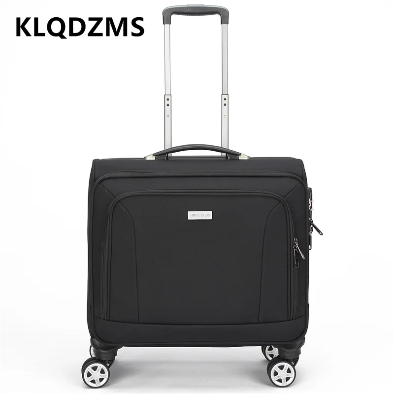 

KLQDZMS 16"Inch New Men and Women Business Trolley Suitcase Boarding Oxford Carry-on Luggage with Wheels Rolling Handbag
