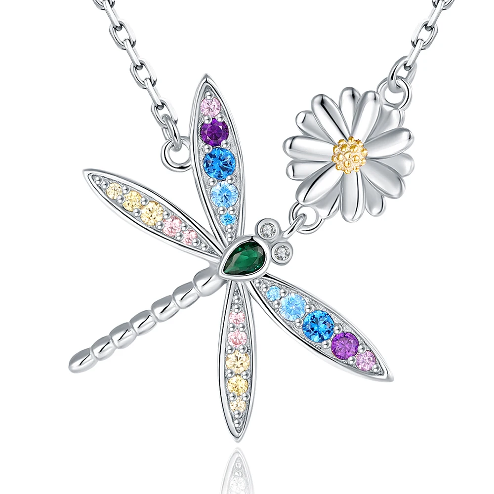 Милая Стрекоза из стерлингового серебра 925 пробы Маргаритка с бриллиантами для