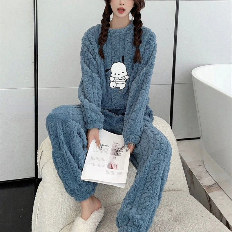 

Новинка 2023, одежда для сна, Женская осенне-зимняя Милая жаккардовая Домашняя одежда, удобная хлопковая Домашняя одежда с круглым вырезом, утепленная парная одежда