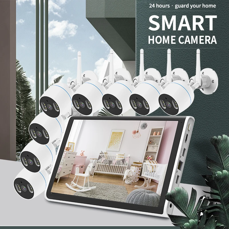 Ночное видение водонепроницаемый беспроводной 10 1 дюймовый LCD 4CH 8ch 3MP WIFI NVR Full HD