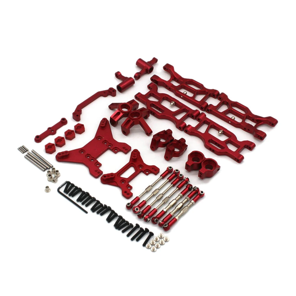 

New Upgrade Metal Kit Pull Rod Swing Arm Steering Cup Shock Tower for Wltoys 104001 1/10 RC Car Parts Red